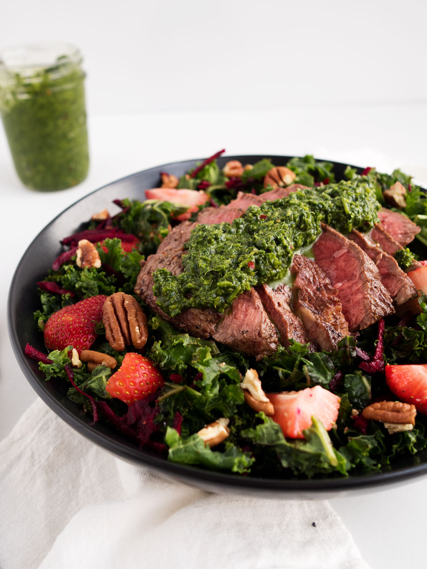 Chimichurri Steak Kale Salad | The Kitchen Paper