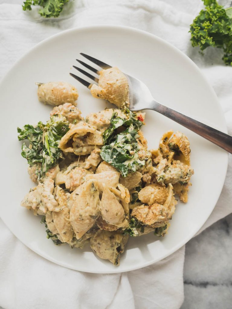 Spicy Sausage, Spinach, & Kale Baked Pasta | The Kitchen Paper