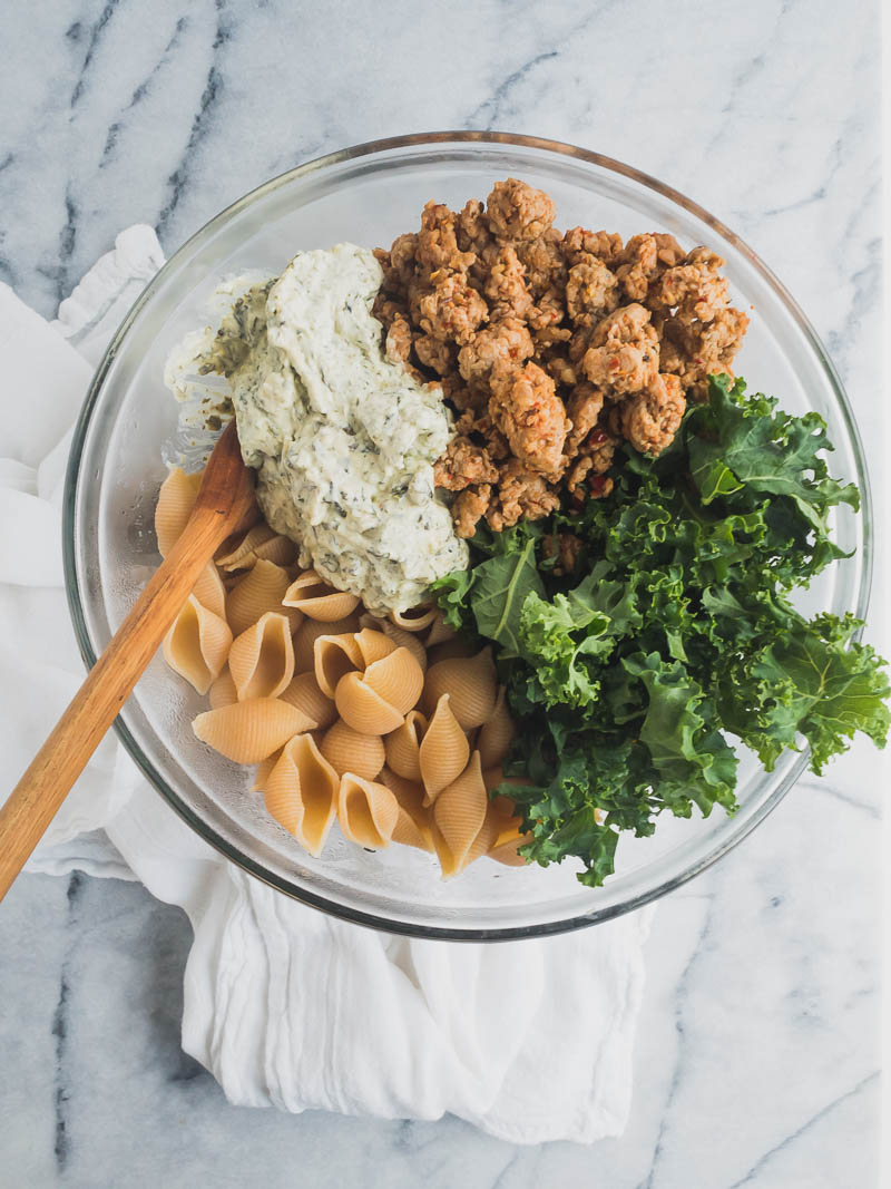 Spicy Sausage, Spinach, & Kale Baked Pasta | The Kitchen Paper