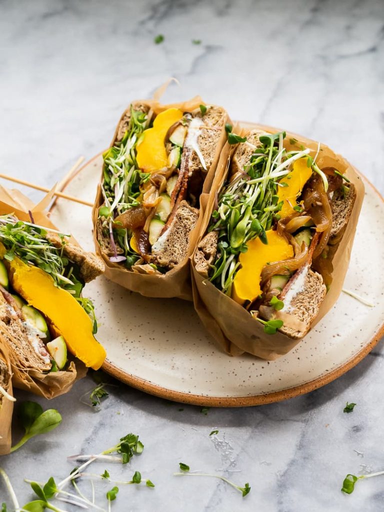 Fall Squash Sandwich on Pumpkin Spice Bagel