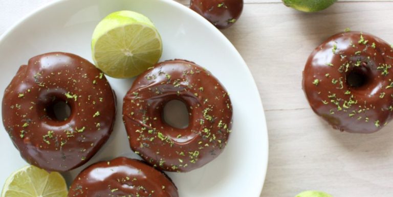 Lime Cake Doughnuts with Chocolate Glaze
