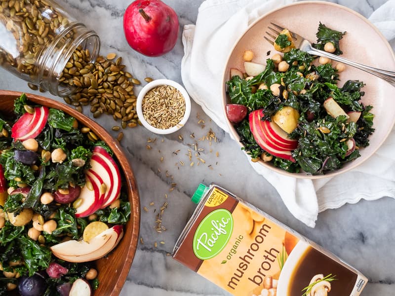 Kale Chickpea Salad with Creamy Miso Dressing | The Kitchen Paper