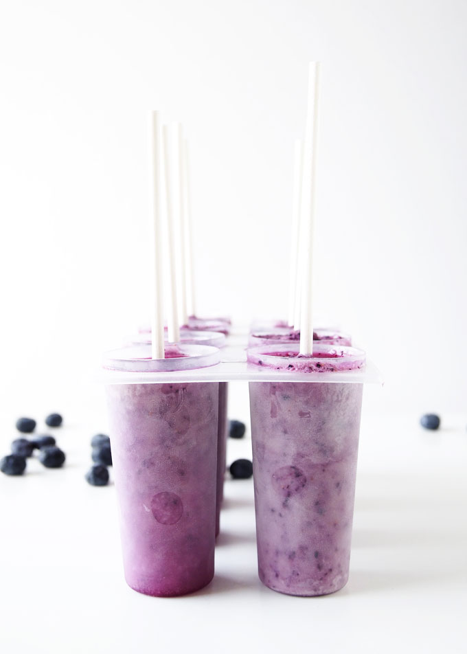 Maple Coconut Milk Blueberry Popsicles | thekitchenpaper.com