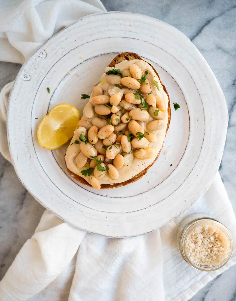 Roasted Garlic & White Bean Toast | The Kitchen Paper